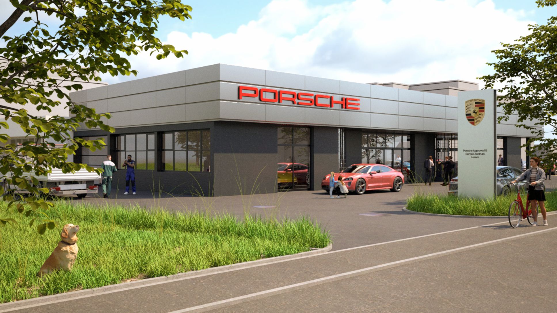 Visualisierung, Porsche Approved &amp; Service Zentrum Luzern, 2026, Porsche Schweiz AG