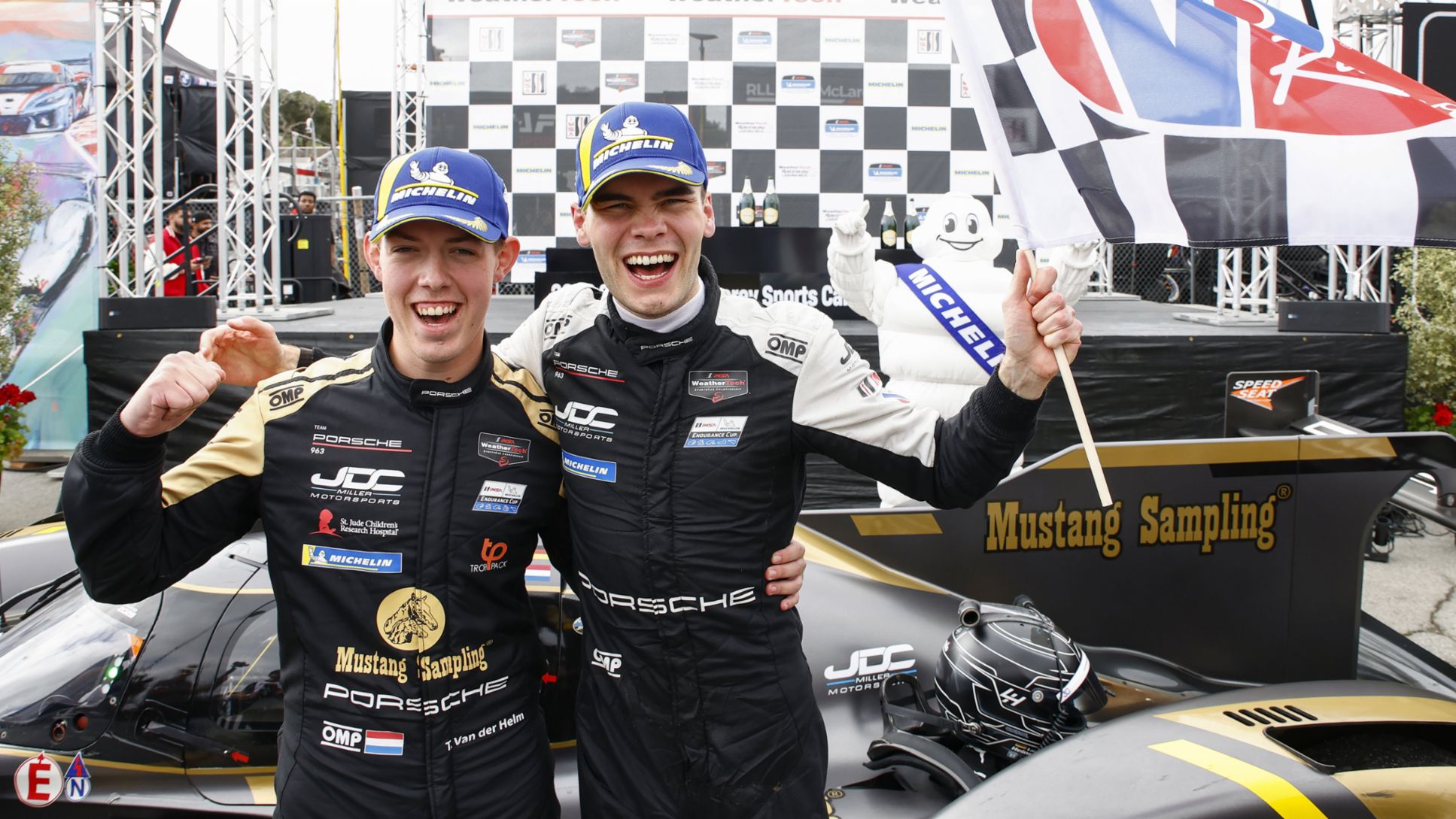 Tijmen van der Helm (PB) y Laurin Heinrich (ALE) (i-d), JDC-Miller MotorSports (n&ordm; 5), Laguna Seca, campeonato IMSA, 2026, Porsche AG