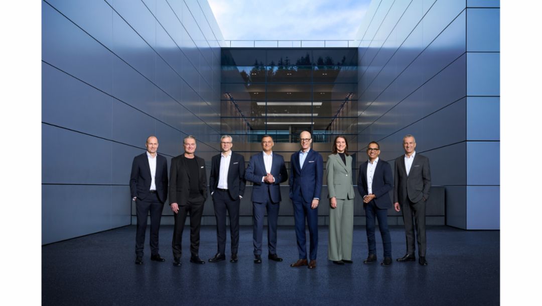 Joachim Scharnagl (Executive Board Procurement), Matthias Becker (Executive Sales and Marketing), Dr. Jochen Breckner (Executive Finance and IT), Dr. Michael Steiner (Deputy Chairman and Executive Research and Development), Dr. Michael Leiters  (Chairman of the Executive Board), Vera Schalwig (Executive Human Resources and Social Affairs), Sajjad Khan (Executive Car-IT), Albrecht Reimold (Member of the Executive Board, Production and Logistics), 2026, Porsche AG