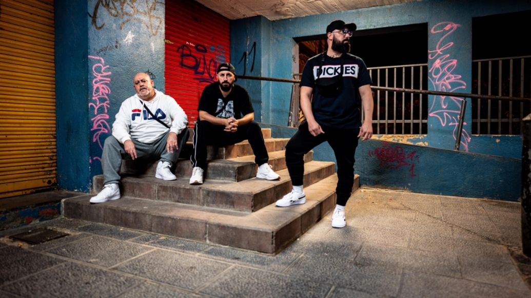 Rap crew Falsalarma, Roadtrip Back2Tape, Barcelona, 2020, Porsche AG