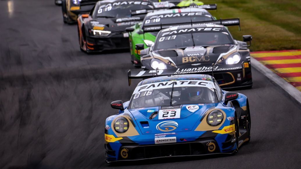 Phantom Global Racing (#23), Joel Eriksson (S), Jaxon Evans (NZ), Thomas Preining (A), Porsche 911 GT3 R,  24 Hours of Spa-Francorchamps, Spa, Belgium, 2024, Porsche AG