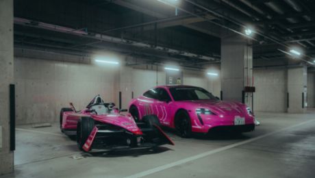 Neonfarbene Porsche 99X Electric setzen Glanzpunkt in Tokio