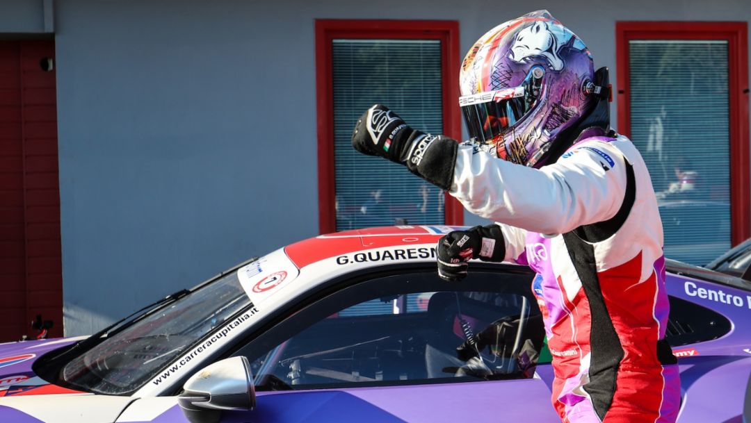 Porsche Carrera Cup Italia, a Imola Quaresmini vince gara 1 tra colpi di scena