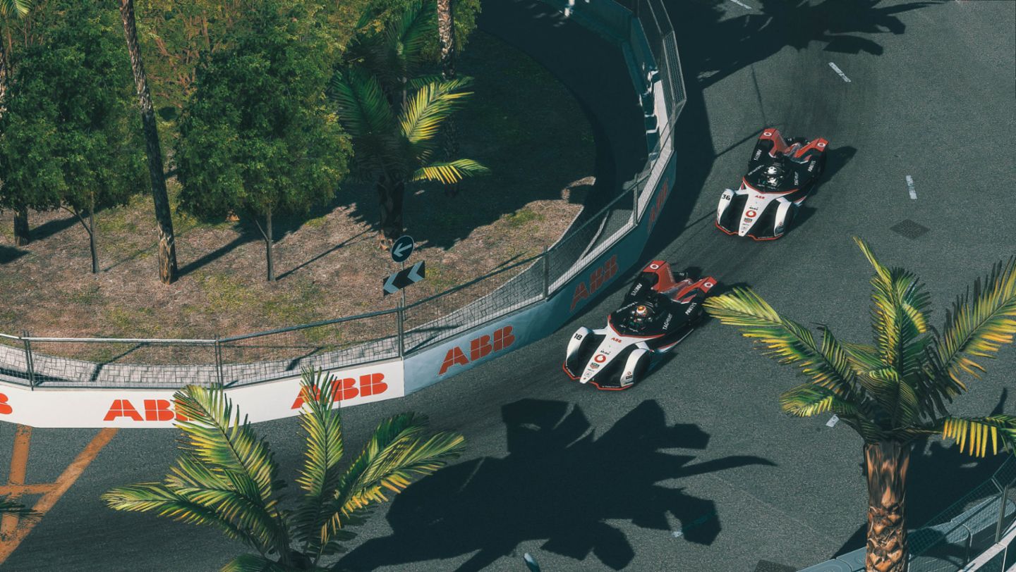 Neel Jani, Porsche 99X Electric #18, André Lotterer, Porsche 99X Electric #36, Race at Home Challenge, 1. Lauf, ABB FIA Formel-E-Meisterschaft, Hongkong, 2020, Porsche AG