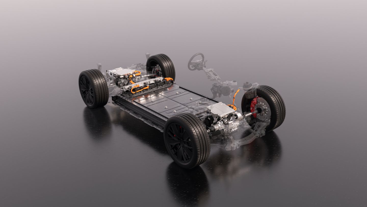 Plataforma Eléctrica Premium (PPE), vista frontal, 2022, Porsche AG