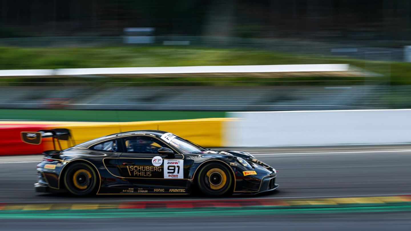 Porsche 911 GT3 R, Herberth Motorsport (#91), Ralf Bohn (D), Robert Renauer (D), Morris Schuring (NL), Alfred Renauer (D), 24h Spa-Francorchamps, Belgium, 2024, Porsche AG