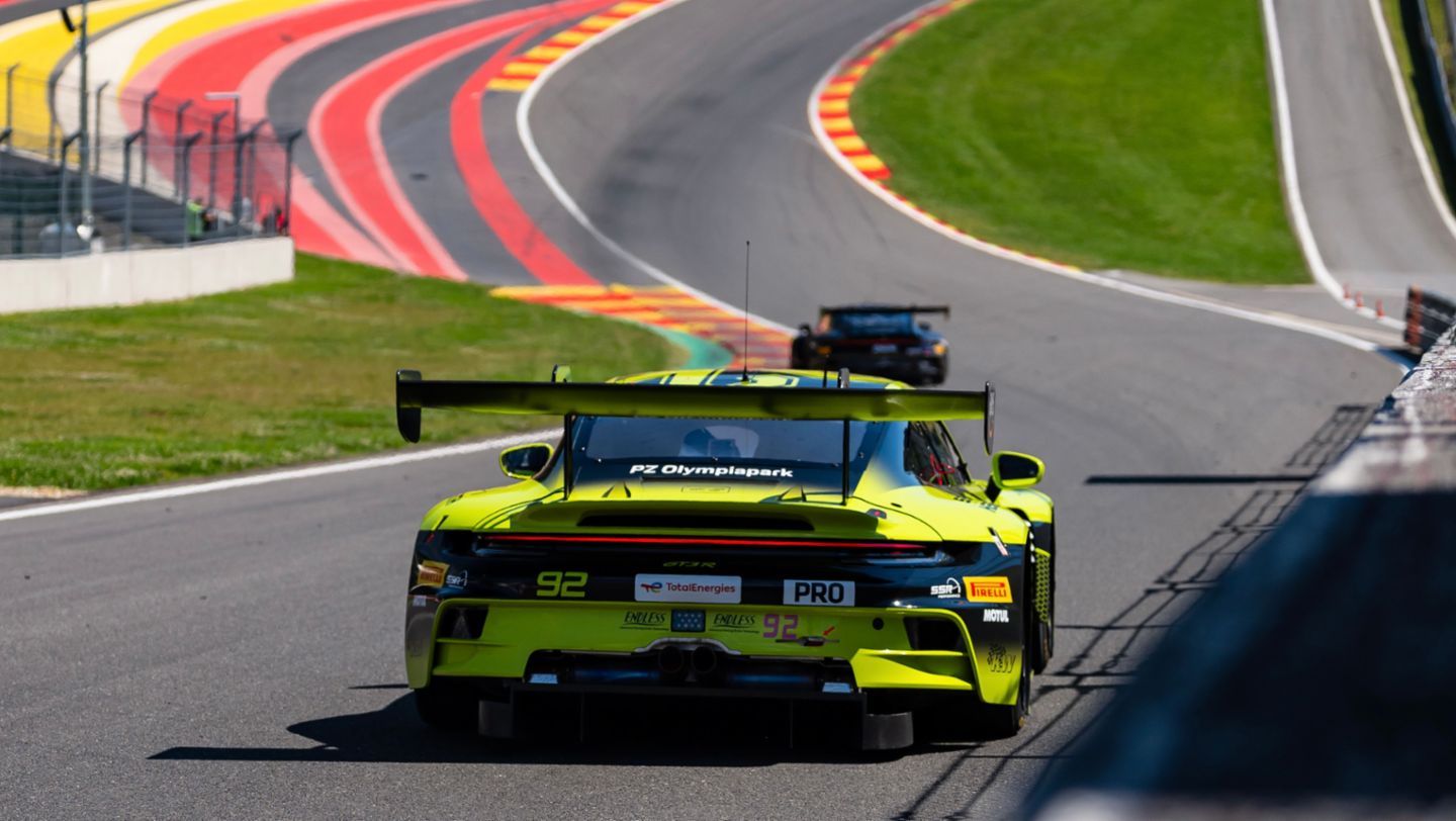 Porsche 911 GT3 R, SSR Herberth (#92), Mathieu Jaminet (F), Matt Campbell (AUS) , Frédéric Makowiecki (F), 24h Spa-Francorchamps, Belgium, 2024, Porsche AG