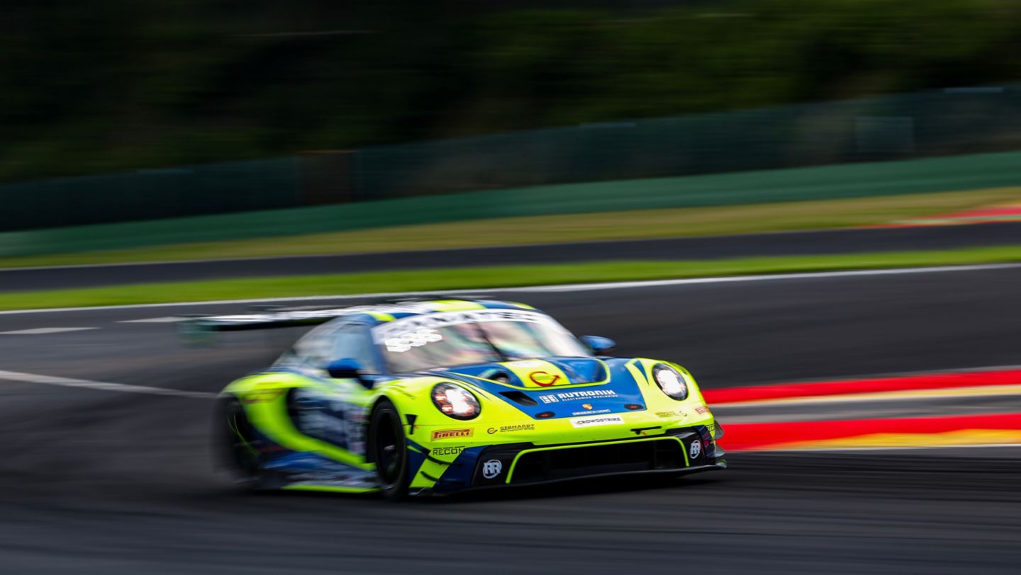 Porsche 911 GT3 R, Rutronik Racing (#96), Patric Niederhauser (CH), Sven Müller (D), Julien Andlauer (F), 24h Spa-Francorchamps, Belgium, 2024, Porsche AG