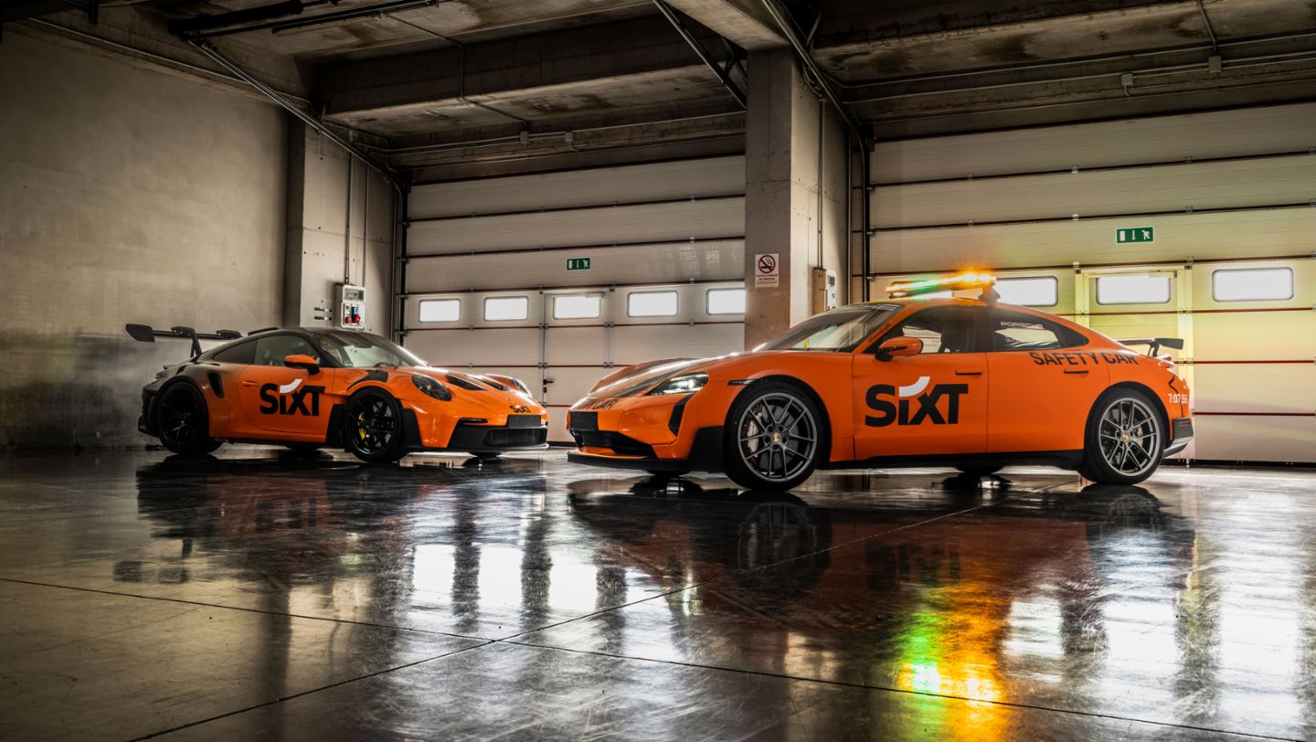 Porsche 911 GT3 RS, Race Taxi, Porsche Taycan Turbo GT with Weissach package, Safety Car, Porsche SIXT Carrera Cup Deutschland, 2024, Porsche AG