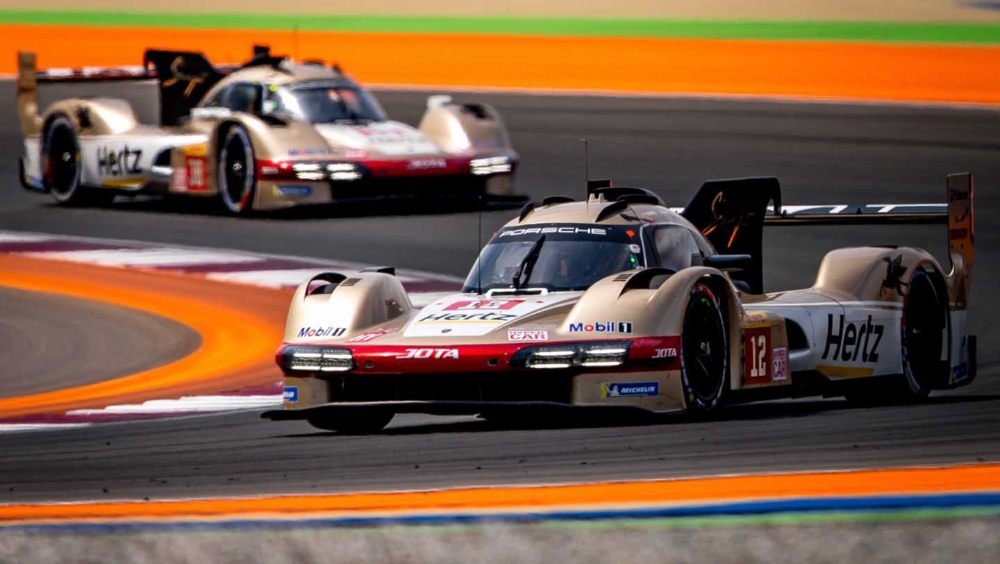 Porsche 963, Hertz Team Jota (nº 12), Will Stevens (GB), Callum Ilott (GB), Norman Nato (FRA), carrera, 1.812 km de Catar, Campeonato del Mundo de Resistencia FIA (WEC), 2024, Porsche AG